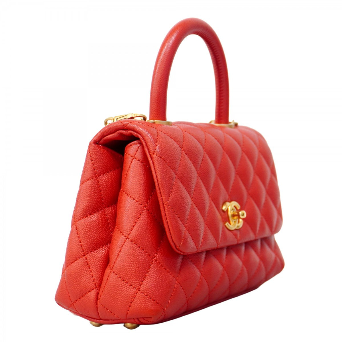 【5he5327-h】シャネル ハンドバッグ マトラッセ チェーンショルダー キャビアスキン レッド ゴールド金具【中古】レディース