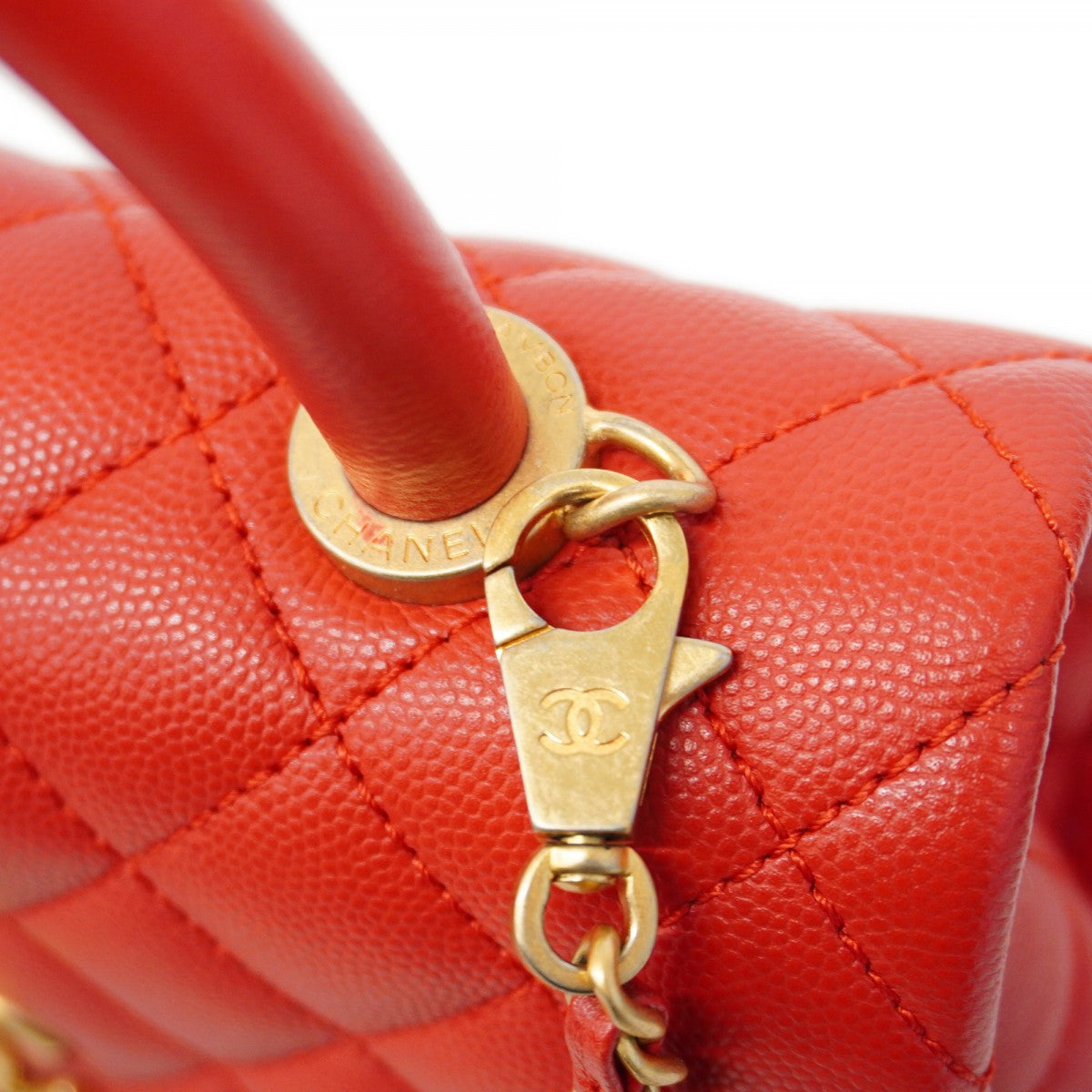 【5he5327-h】シャネル ハンドバッグ マトラッセ チェーンショルダー キャビアスキン レッド ゴールド金具【中古】レディース