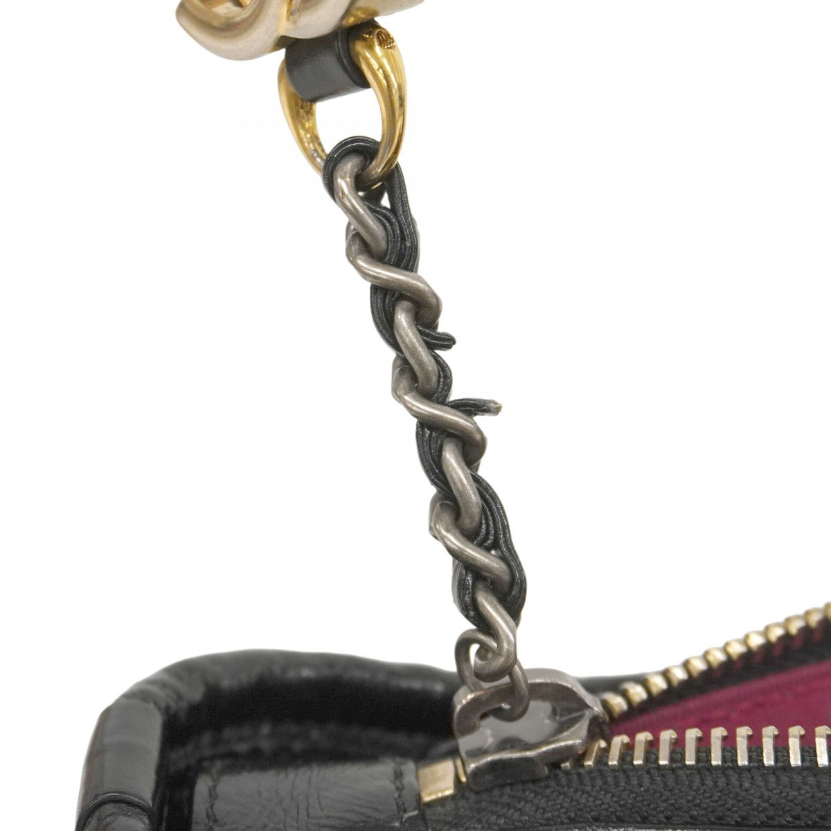 【5he5353-h】シャネル ショルダーバッグ Wチェーン ガブリエルドゥ ツイード ブラック アイボリー ゴールド金具【中古】レディース