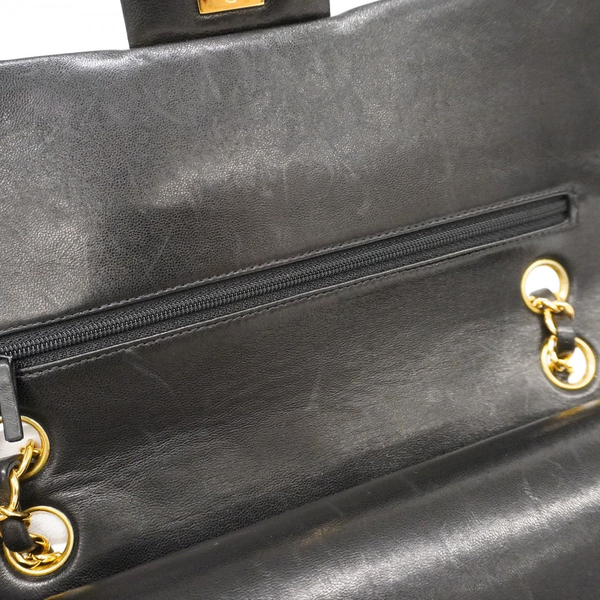 【5he5367-e】シャネル ショルダーバッグ マトラッセ Wフラップ Wチェーン ラムスキン ブラック ゴールド金具【中古】レディース