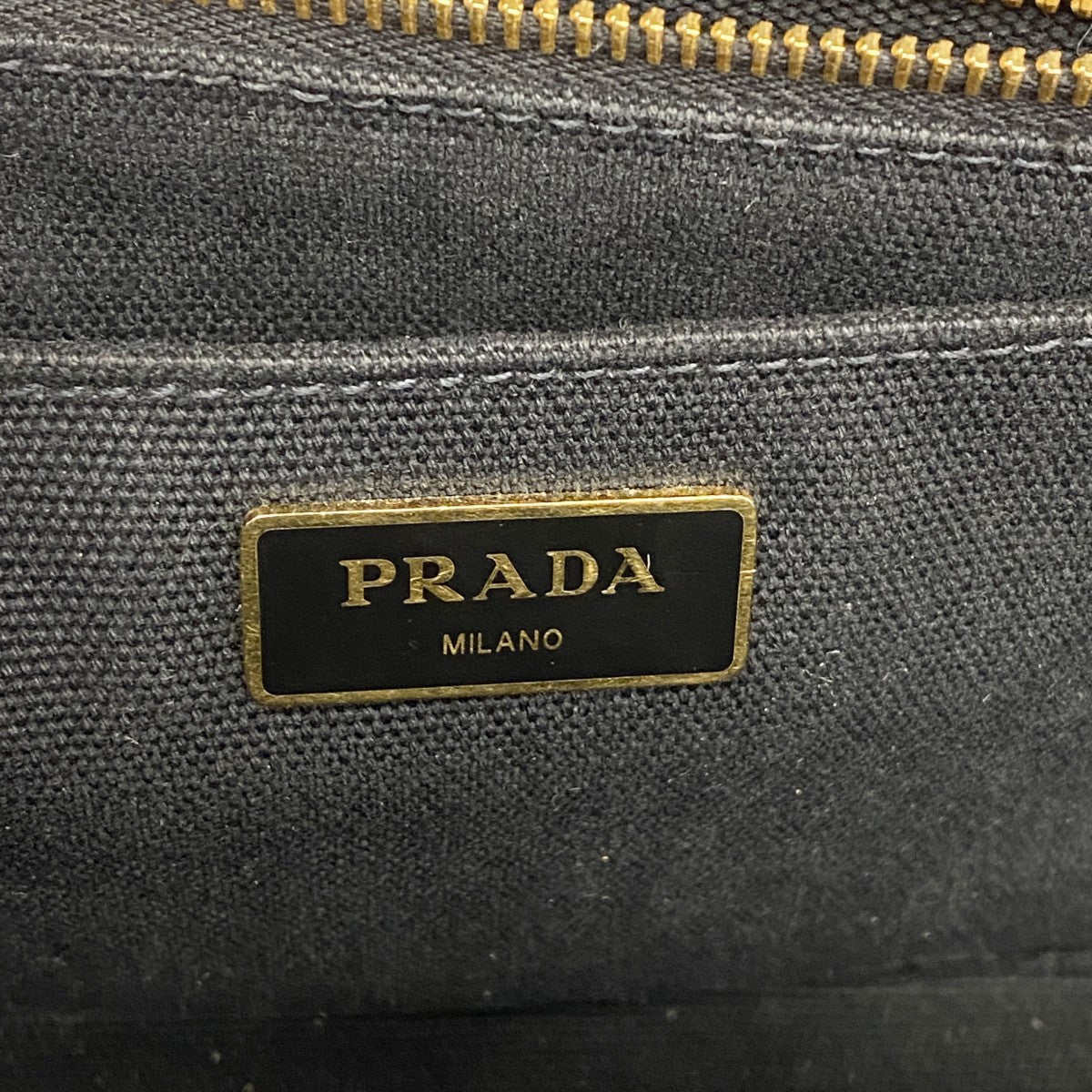 【5he5392-h】プラダ トートバッグ カナパ キャンバス ブラック ゴールド金具【中古】レディース