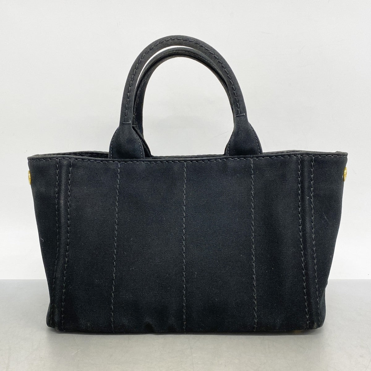 【5he5392-h】プラダ トートバッグ カナパ キャンバス ブラック ゴールド金具【中古】レディース