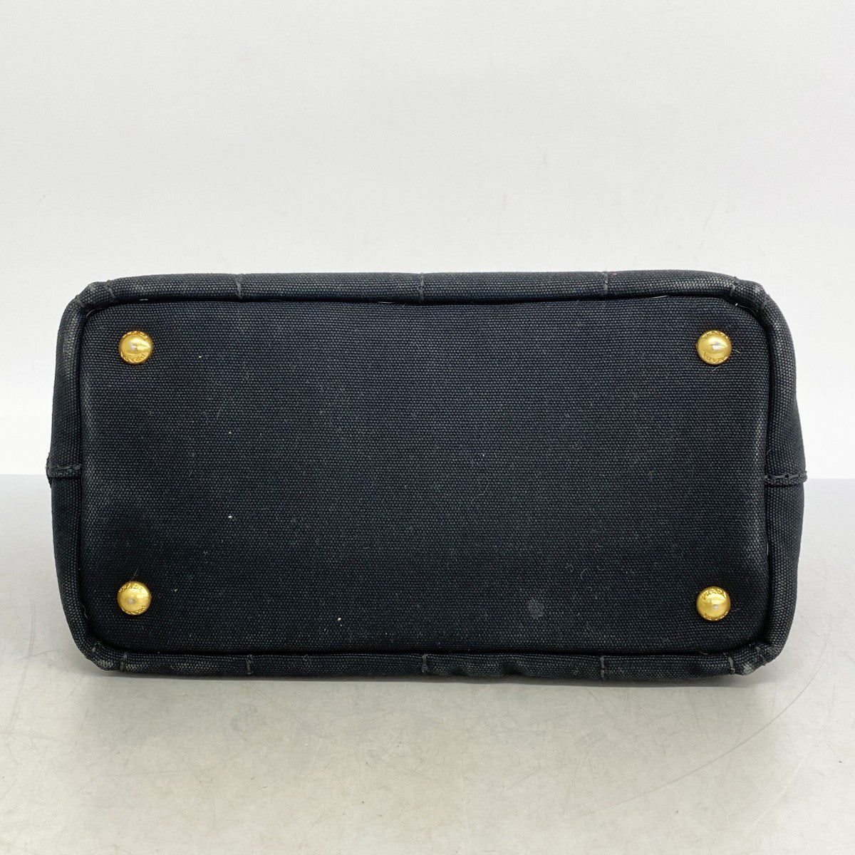 【5he5392-h】プラダ トートバッグ カナパ キャンバス ブラック ゴールド金具【中古】レディース