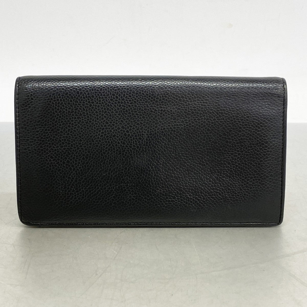 【5he5414-h】シャネル 長財布 キャビアスキン ブラック シルバー金具【中古】レディース