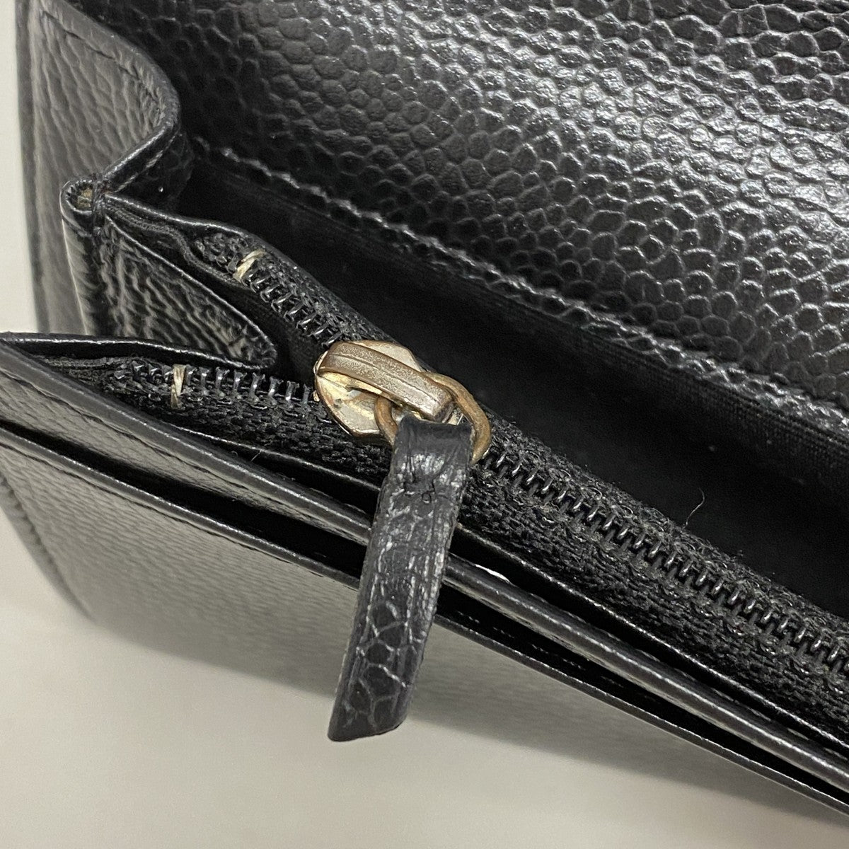 【5he5414-h】シャネル 長財布 キャビアスキン ブラック シルバー金具【中古】レディース