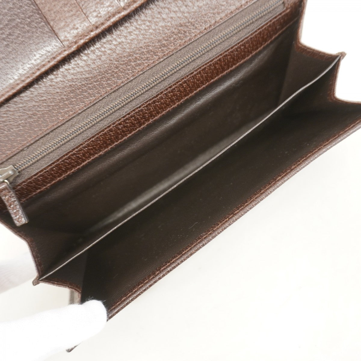 【5he5453-h】グッチ 長財布 GGキャンバス 224260 キャンバス ブラウン シルバー金具【中古】レディース