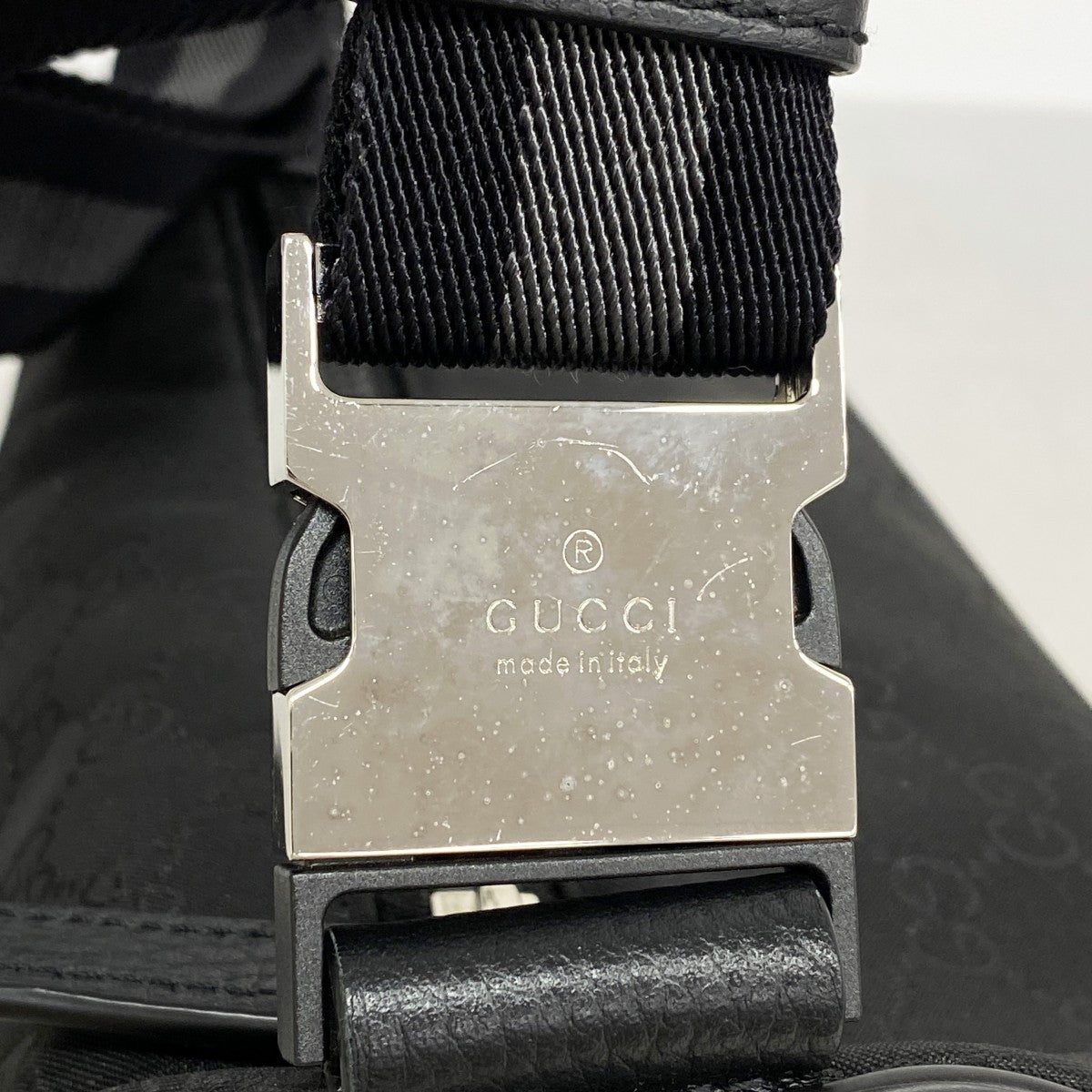 【5he5553-h】グッチ ウエストバッグ GGナイロン 449182 ナイロン ブラック シルバー金具【中古】レディース