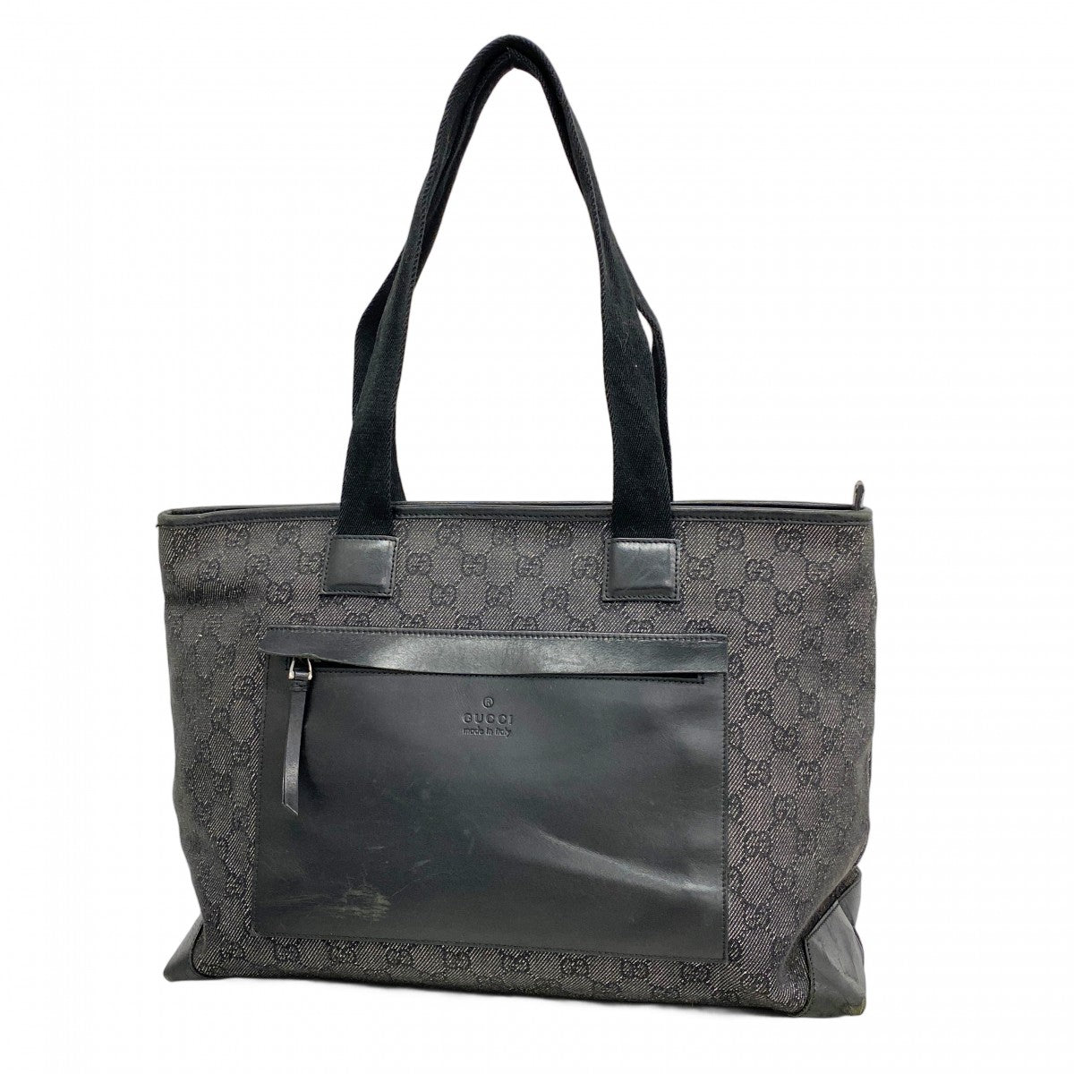 【5he5555-h】グッチ トートバッグ 34339 デニム ブラック シルバー金具【中古】レディース