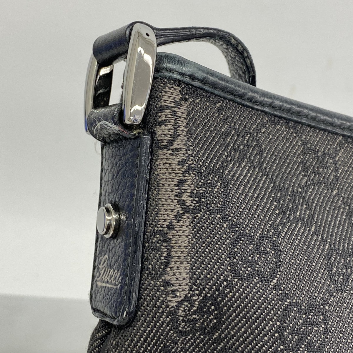 【5he5556-h】グッチ ショルダーバッグ アビー 258642 デニム ブラック シルバー金具【中古】レディース