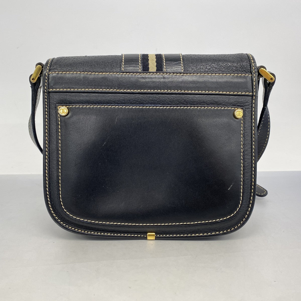 【5he5565-h】グッチ ショルダーバッグ 007 261 0715 レザー ブラック ゴールド金具【中古】レディース