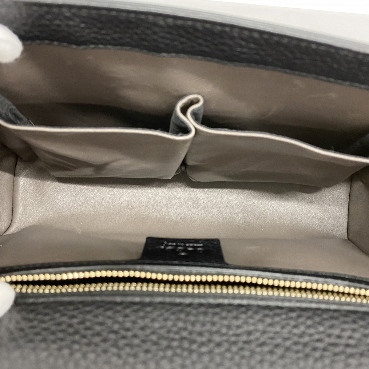 【5he5577-b-h】グッチ ショルダーバッグ バンブー 387611 レザー ブラック シャンパンゴールド金具【中古】レディース