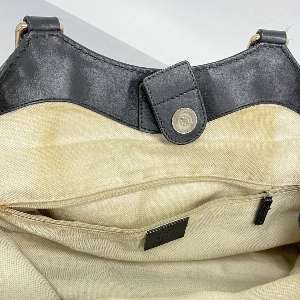 ★SALE【5he5623-h】グッチ ハンドバッグ ディアマンテ 211944 キャンバス ブラウン ブラック ゴールド金具【中古】レディース