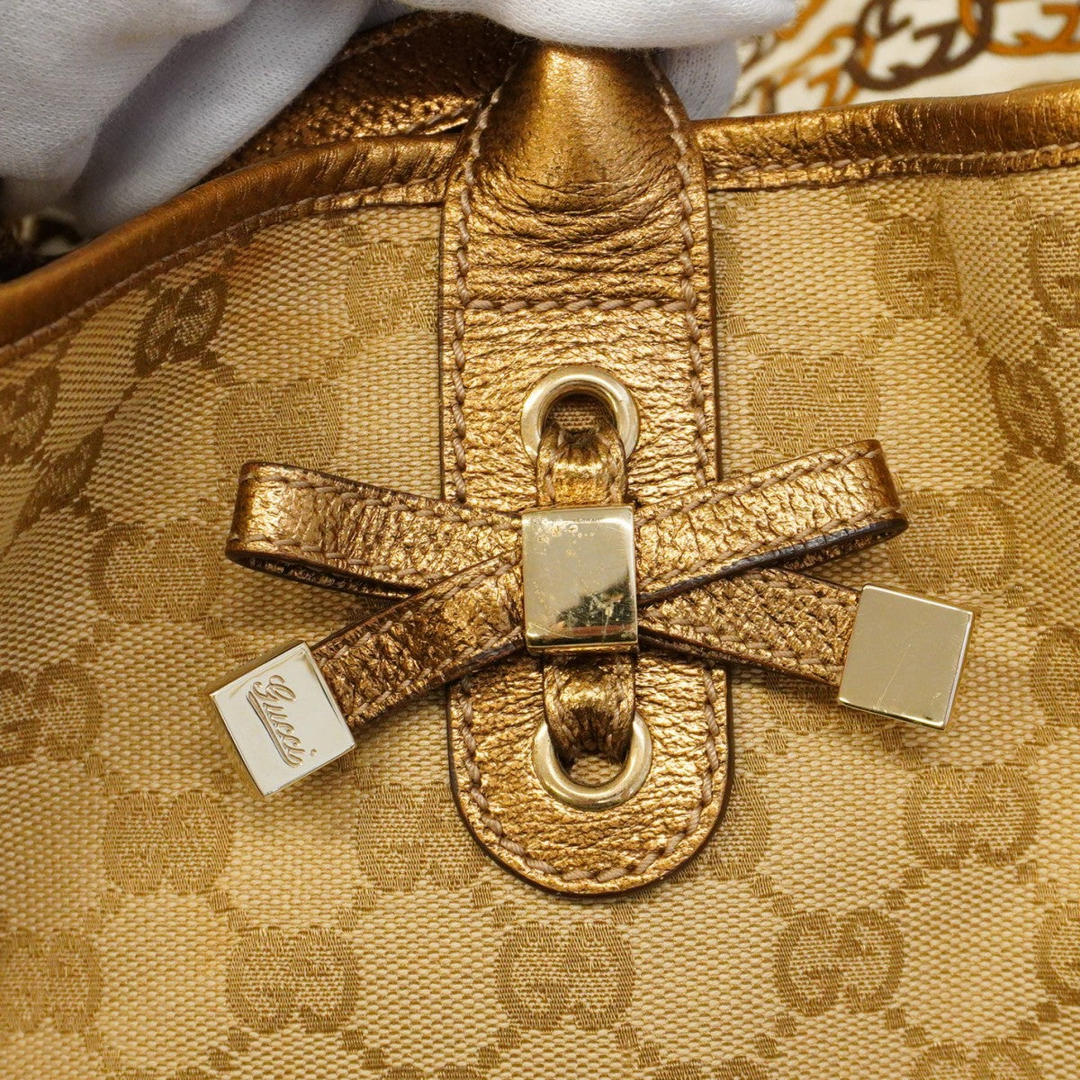 【5he5631-h】グッチ トートバッグ GGキャンバス プリンシー 161719 キャンバス ベージュ シャンパンゴールド金具【中古】レディース