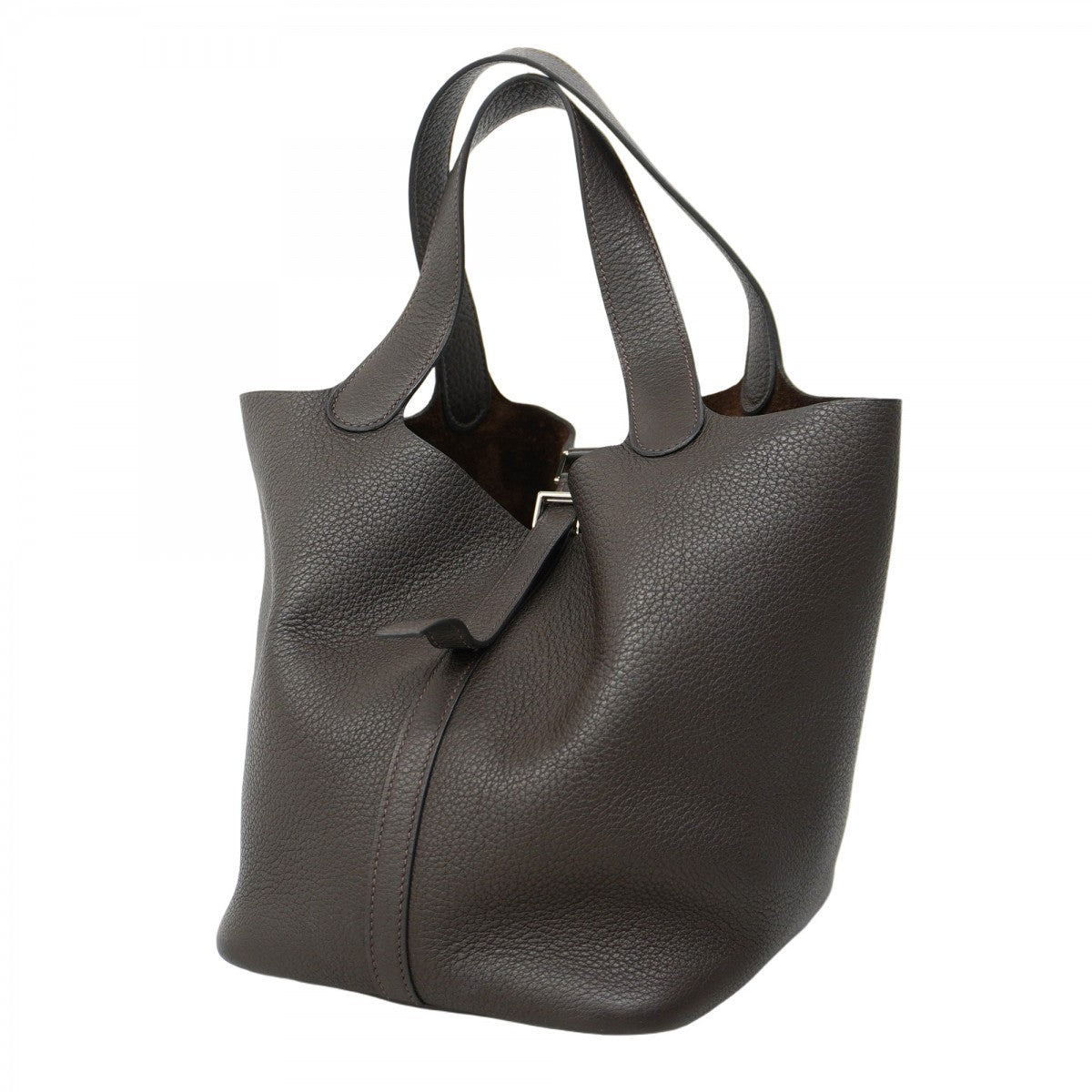 【5he5647-h】エルメス ハンドバッグ ピコタンMM トゴ エベーヌ シルバー金具 □G刻印【中古】レディース