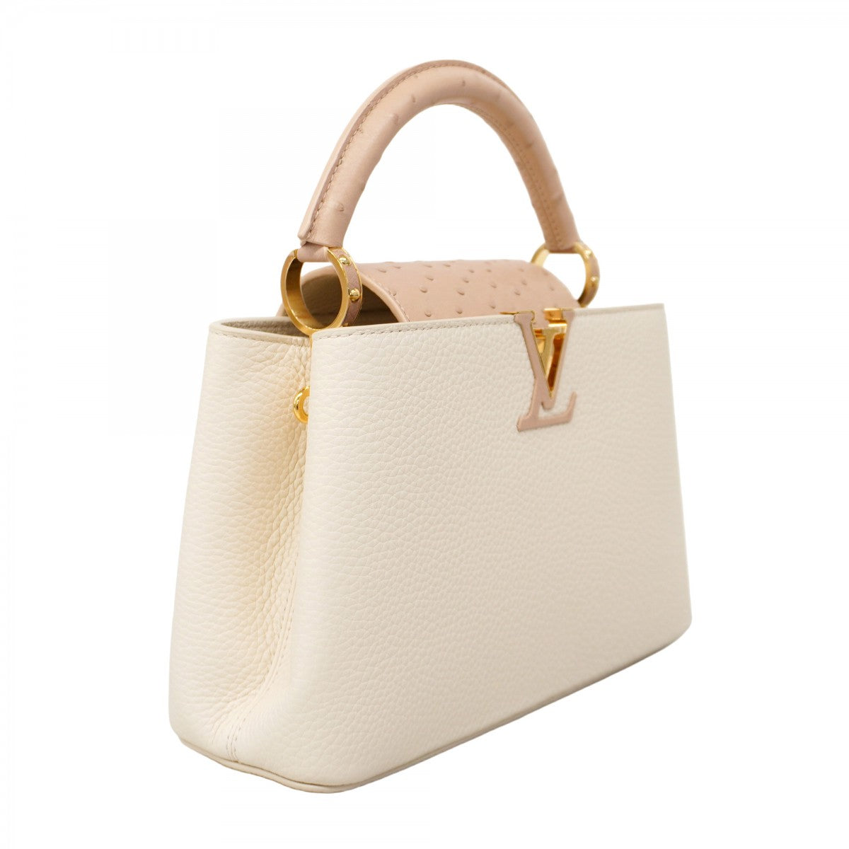★SALE【5he5652-h】ルイヴィトン ハンドバッグ トリヨン カプシーヌBB オーストリッチ ベージュ ゴールド金具【中古】レディース