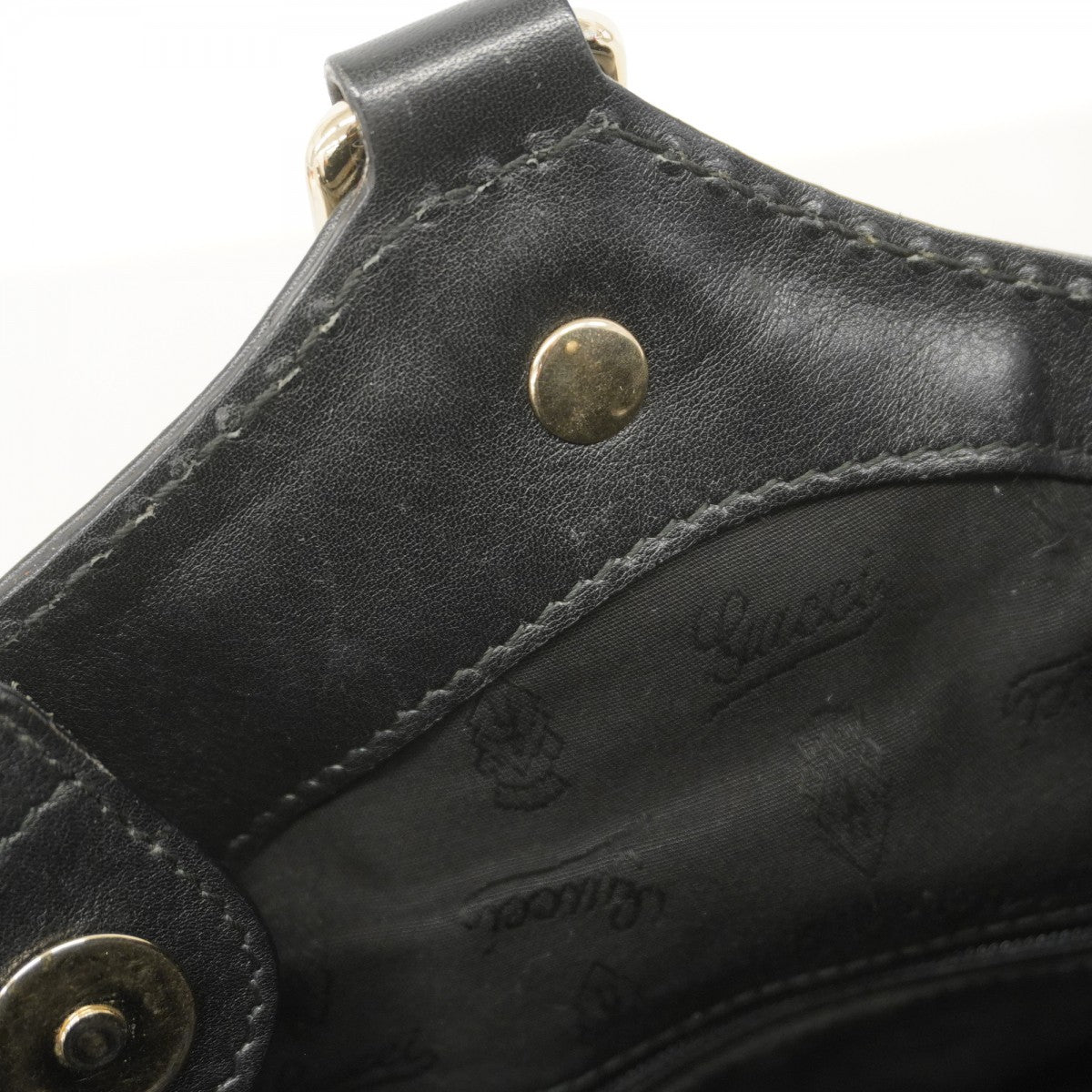 【5he5675-h】グッチ ハンドバッグ グッチシマ スーキー 211944 レザー ブラック シャンパンゴールド金具【中古】レディース
