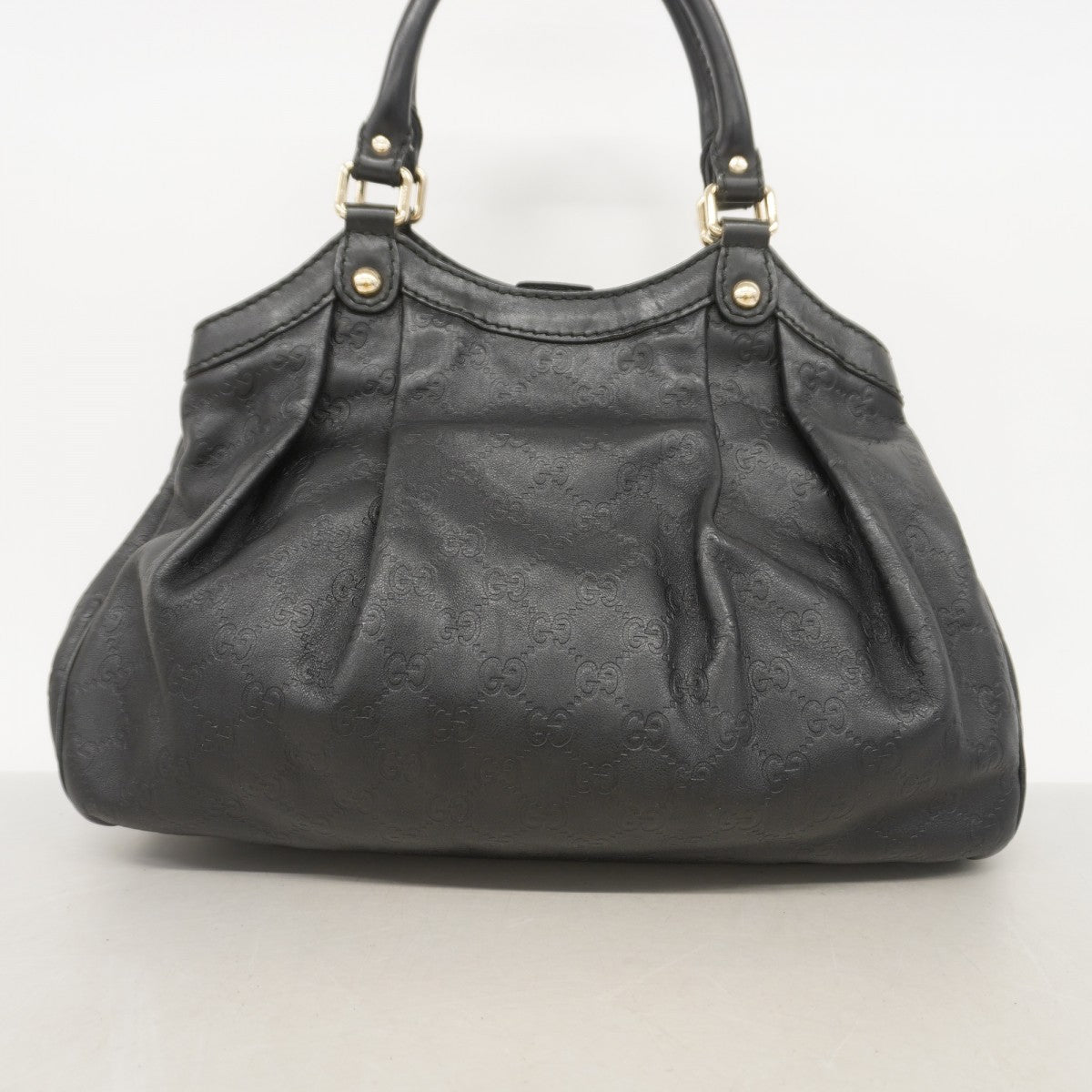 【5he5675-h】グッチ ハンドバッグ グッチシマ スーキー 211944 レザー ブラック シャンパンゴールド金具【中古】レディース