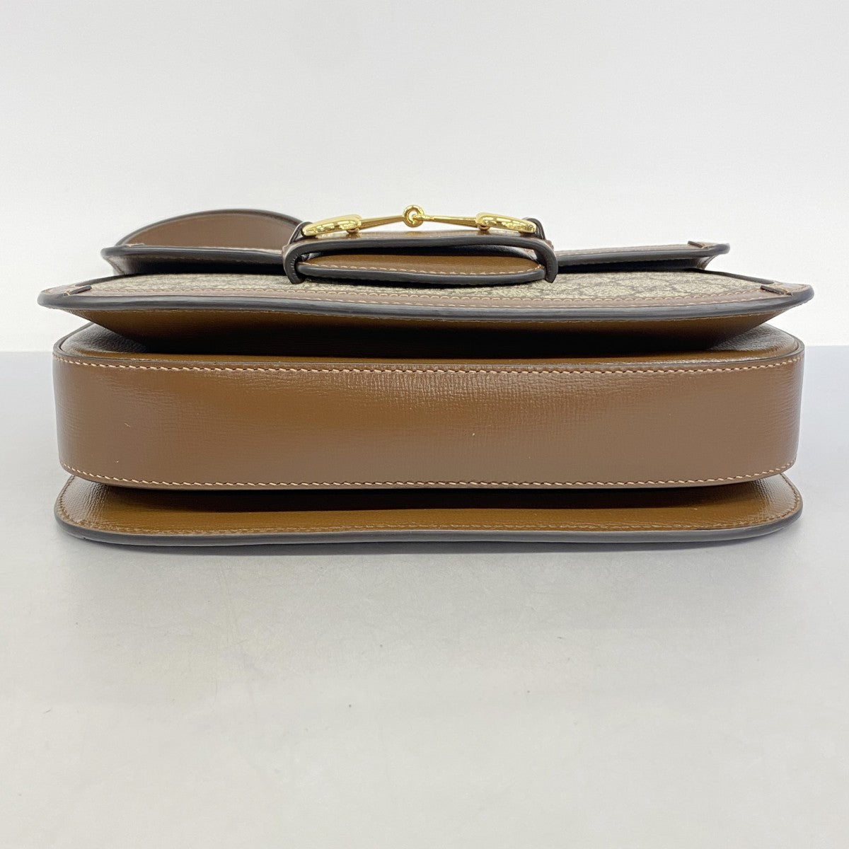 【5he5684-h】グッチ ショルダーバッグ GGスプリーム ホースビット 602204 PVC ベージュ ブラウン ゴールド金具【中古】レディース