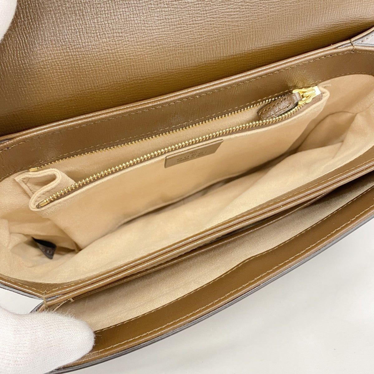 【5he5684-h】グッチ ショルダーバッグ GGスプリーム ホースビット 602204 PVC ベージュ ブラウン ゴールド金具【中古】レディース