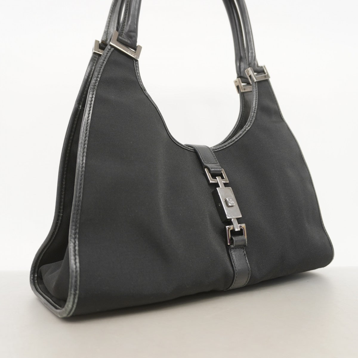 ★SALE【5he5723】グッチ ハンドバッグ ジャッキー 002 1067 ナイロンキャンバス ブラック シルバー金具【中古】レディース