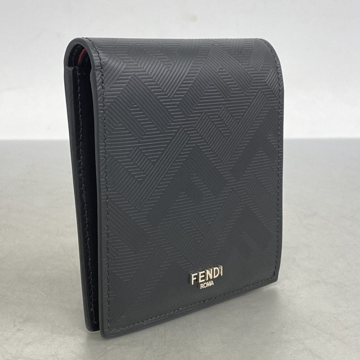 【5he5739】フェンディ 財布 シャドー レザー ブラック シルバー金具【中古】メンズ