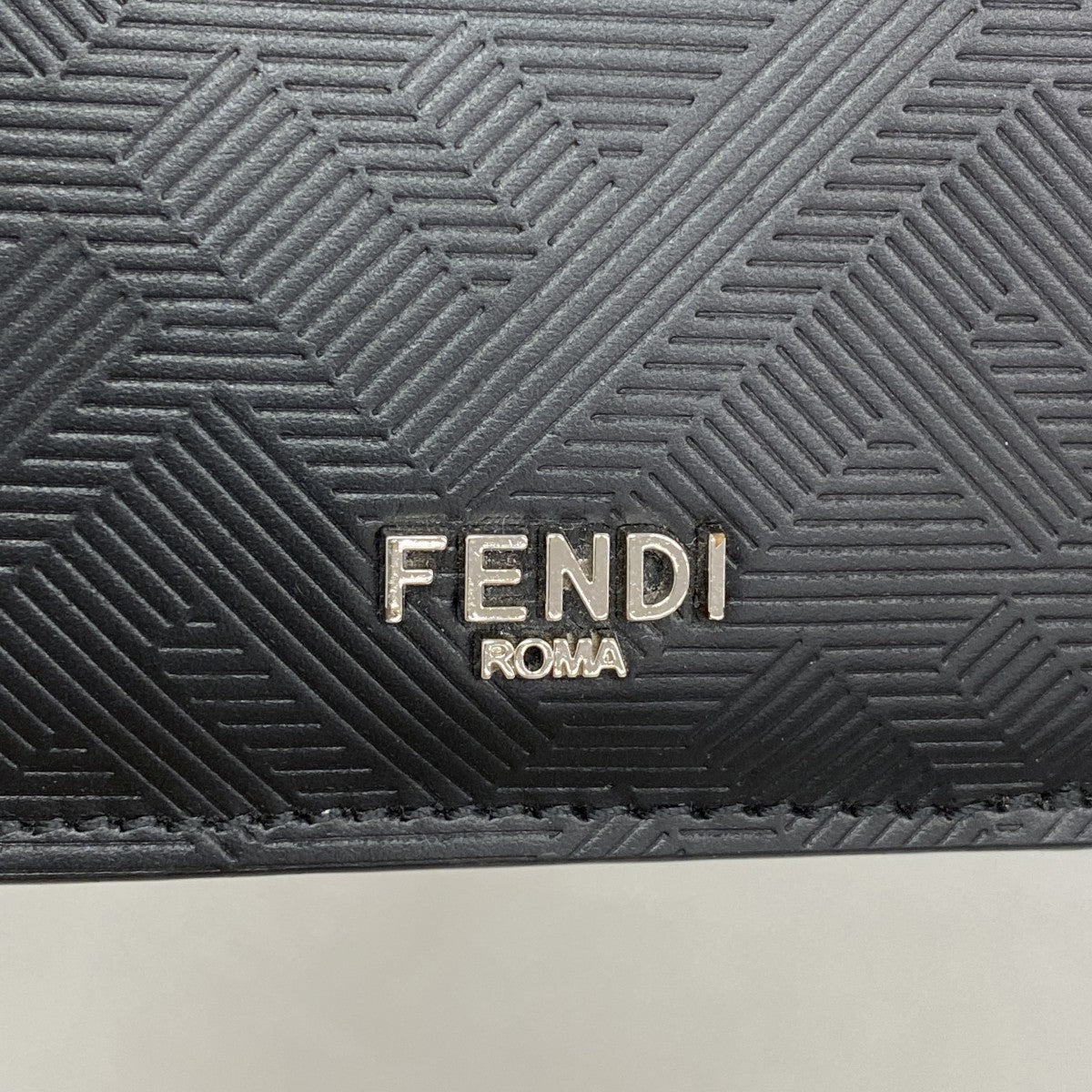【5he5739】フェンディ 財布 シャドー レザー ブラック シルバー金具【中古】メンズ