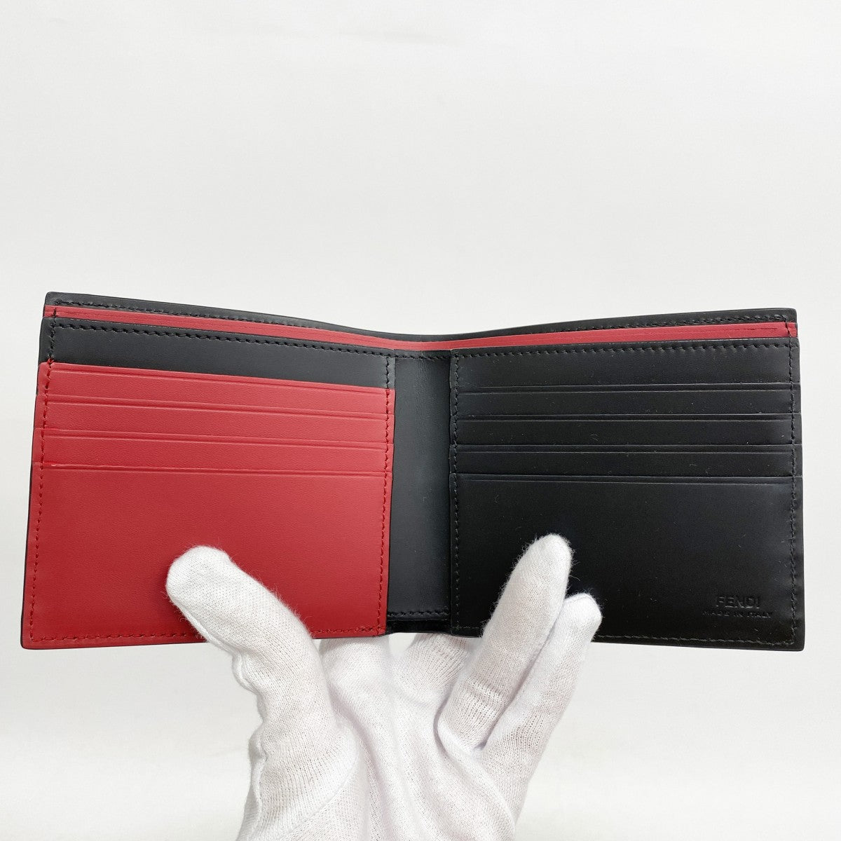 【5he5739】フェンディ 財布 シャドー レザー ブラック シルバー金具【中古】メンズ