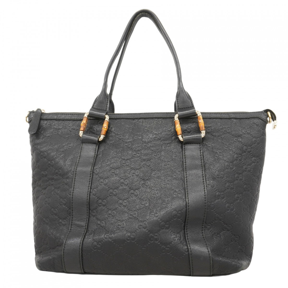 【5he5775】グッチ トートバッグ グッチシマ バンブー 339548 レザー ブラック シャンパンゴールド金具【中古】メンズ レディース ユニセックス