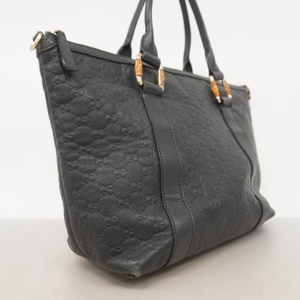 【5he5775】グッチ トートバッグ グッチシマ バンブー 339548 レザー ブラック シャンパンゴールド金具【中古】メンズ レディース ユニセックス