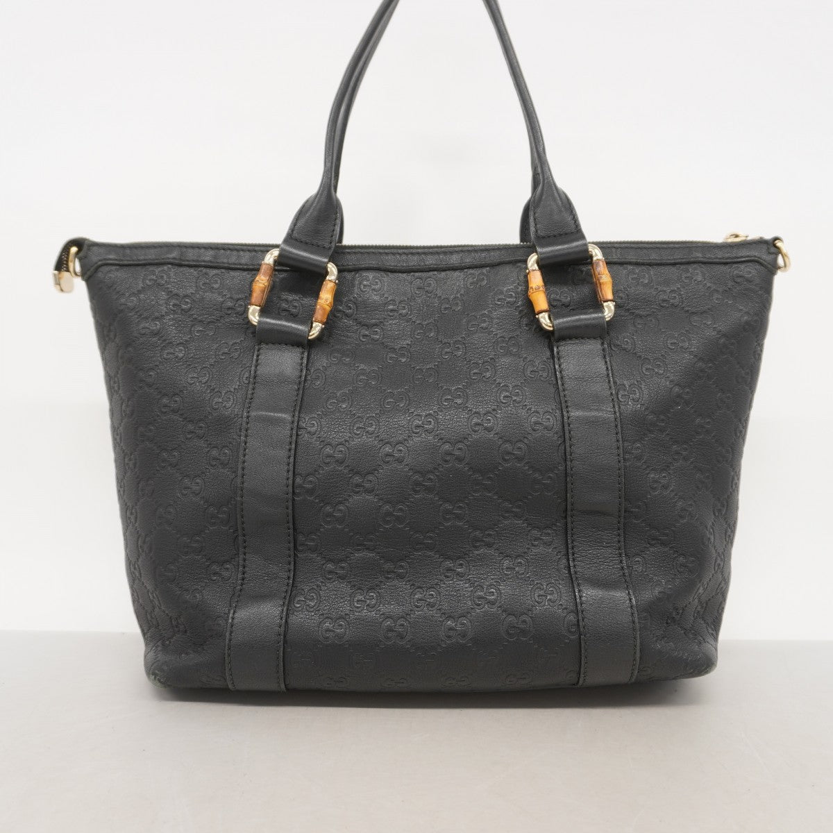 【5he5775】グッチ トートバッグ グッチシマ バンブー 339548 レザー ブラック シャンパンゴールド金具【中古】メンズ レディース ユニセックス
