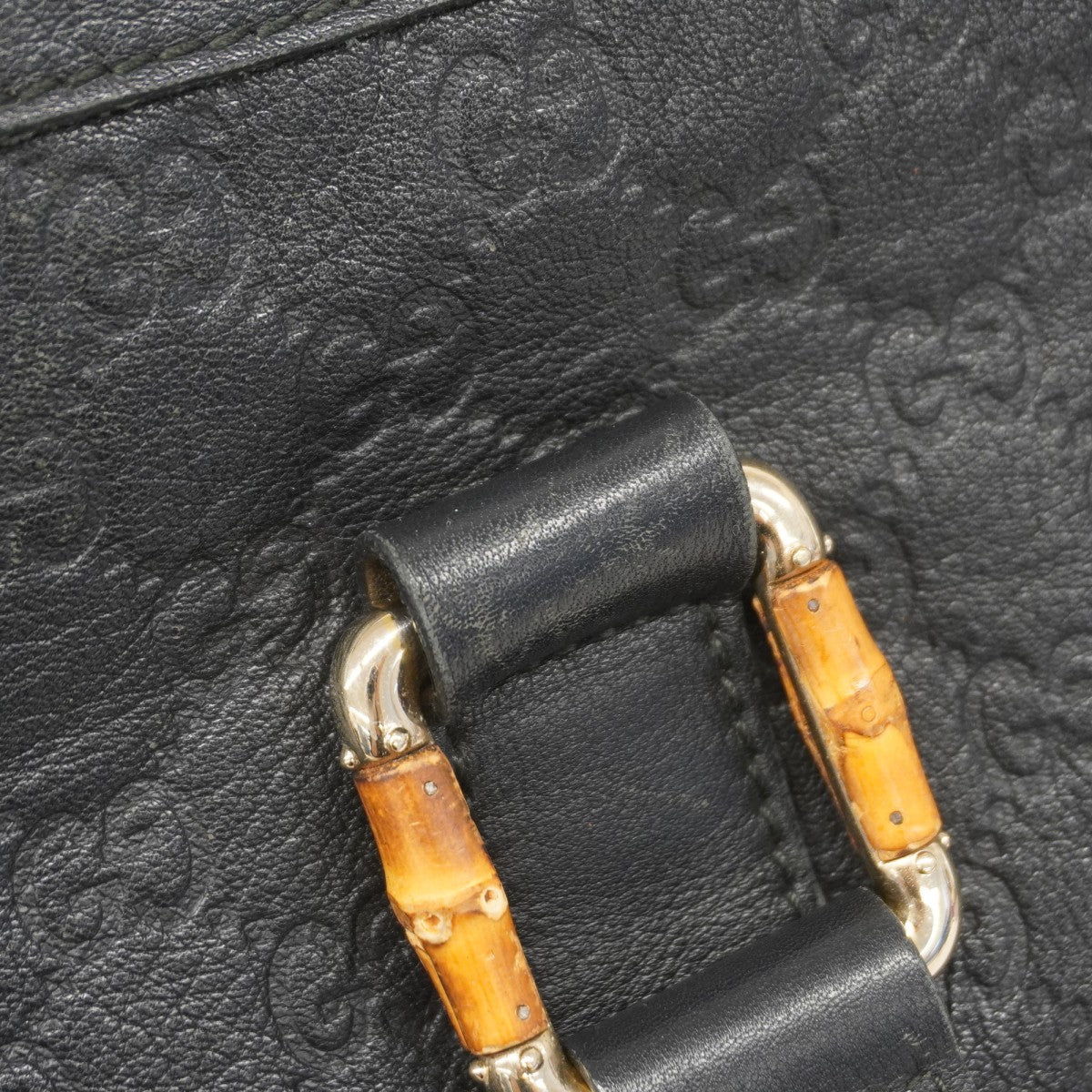 【5he5775】グッチ トートバッグ グッチシマ バンブー 339548 レザー ブラック シャンパンゴールド金具【中古】メンズ レディース ユニセックス