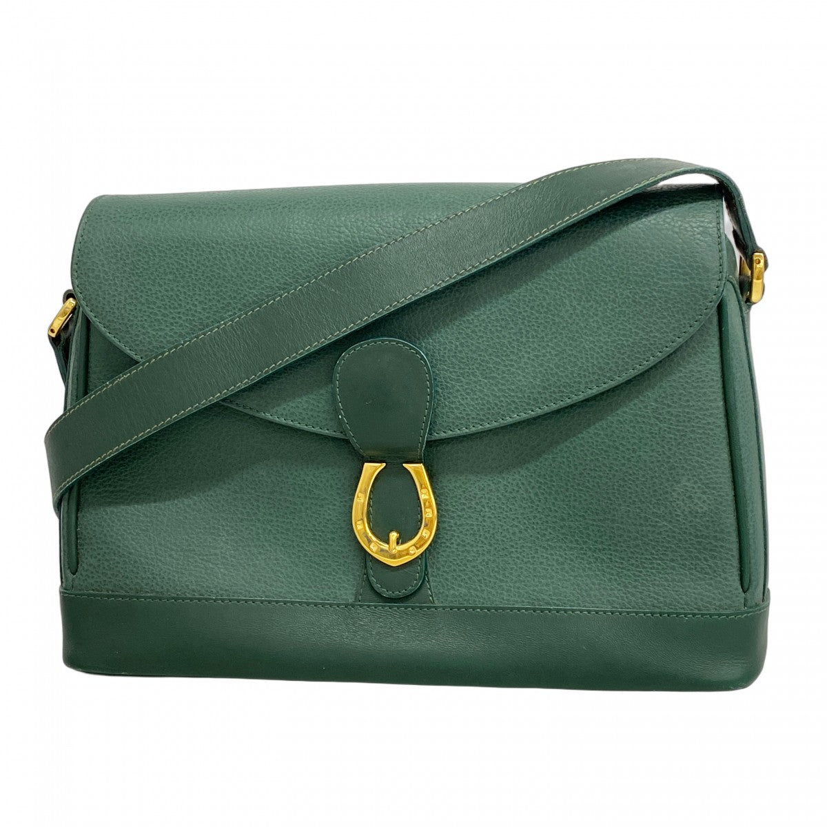 【5he5832】グッチ ショルダーバッグ 001 86 1198 レザー グリーン ゴールド金具【中古】レディース