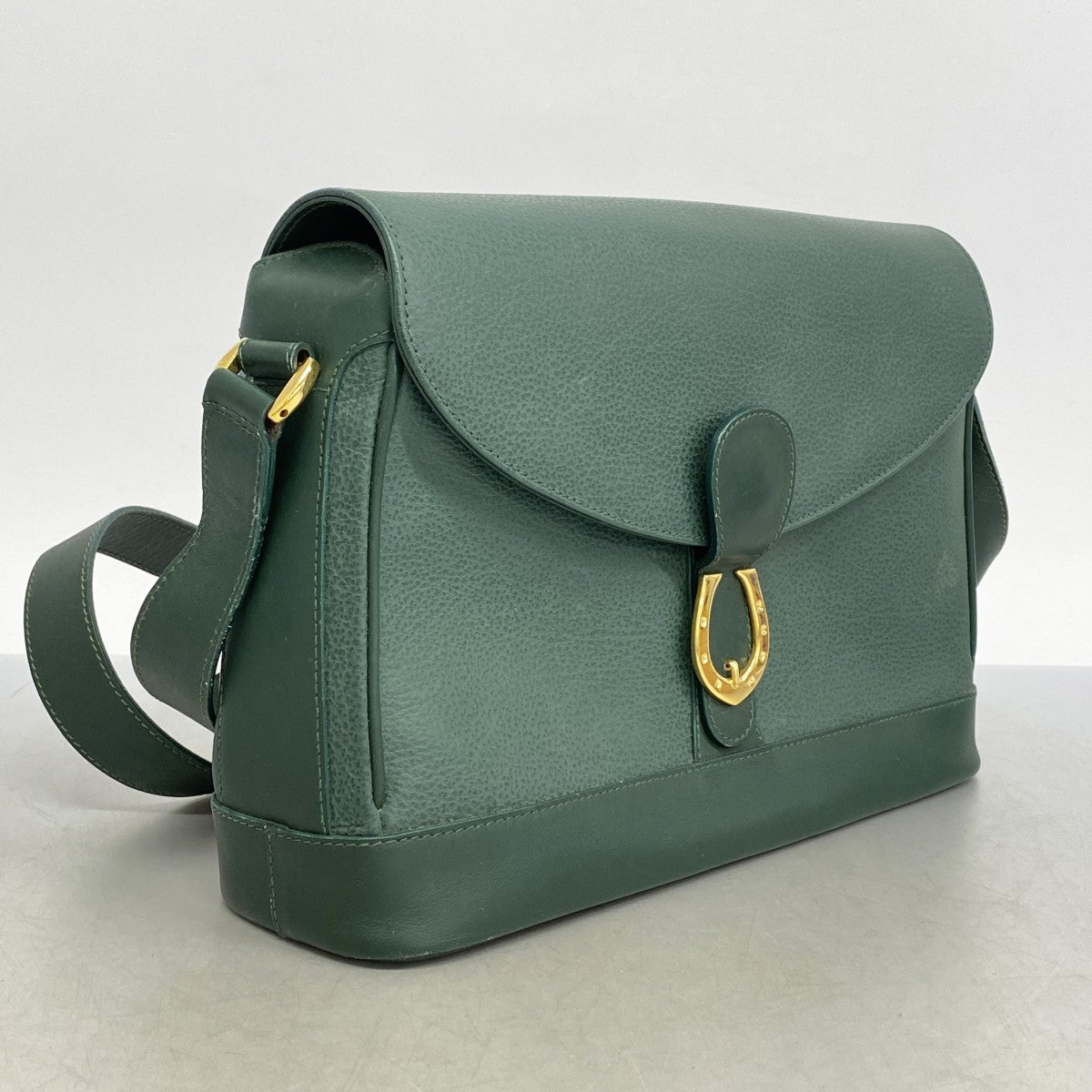 【5he5832】グッチ ショルダーバッグ 001 86 1198 レザー グリーン ゴールド金具【中古】レディース