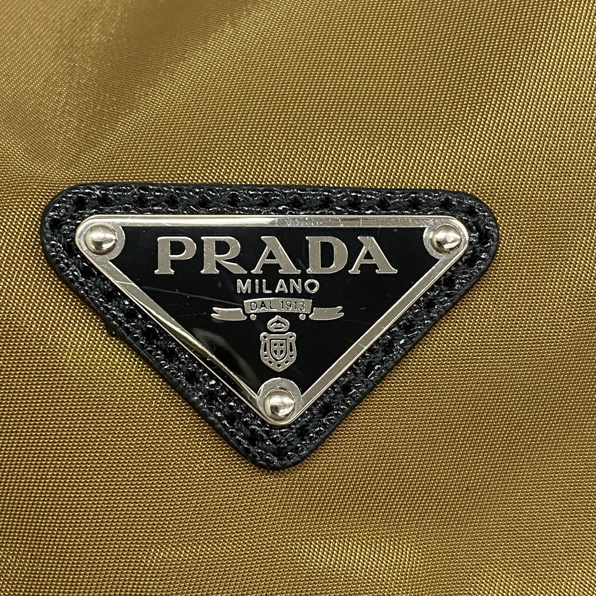 【5he5849】プラダ リュック・デイパック ナイロン ブラウン シルバー金具【中古】メンズ