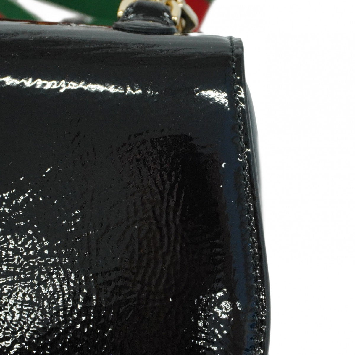 【5he5853】グッチ ハンドバッグ バンブー 1947 786482 エナメル ブラック シャンパンゴールド金具【中古】レディース