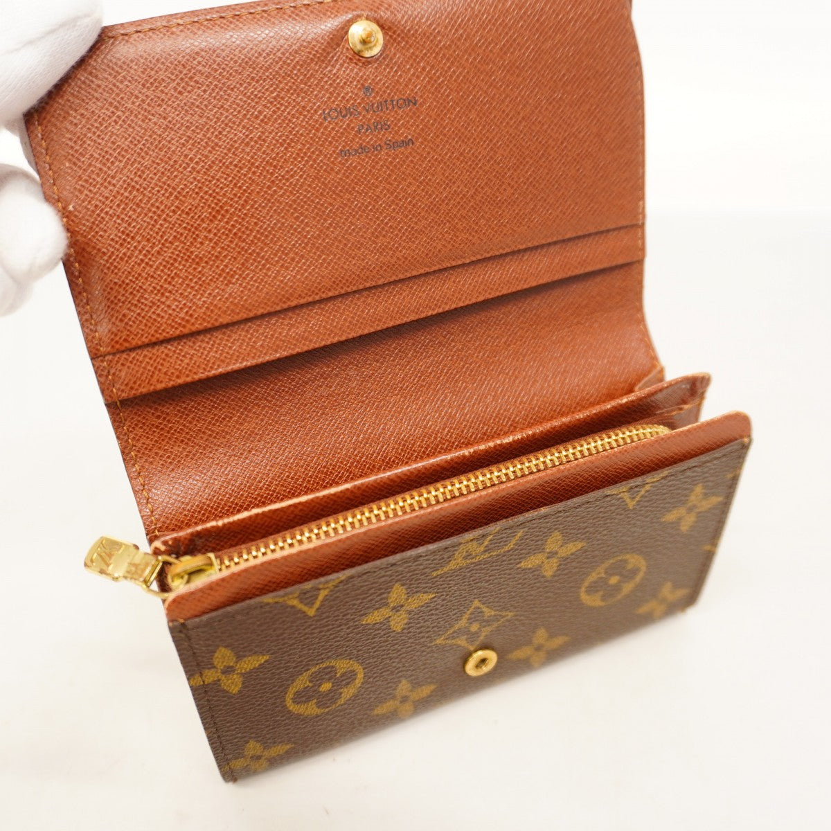 【5ia0312】ルイヴィトン 財布 モノグラム ポルトモネビエトレゾール M61730 ブラウン【中古】レディース