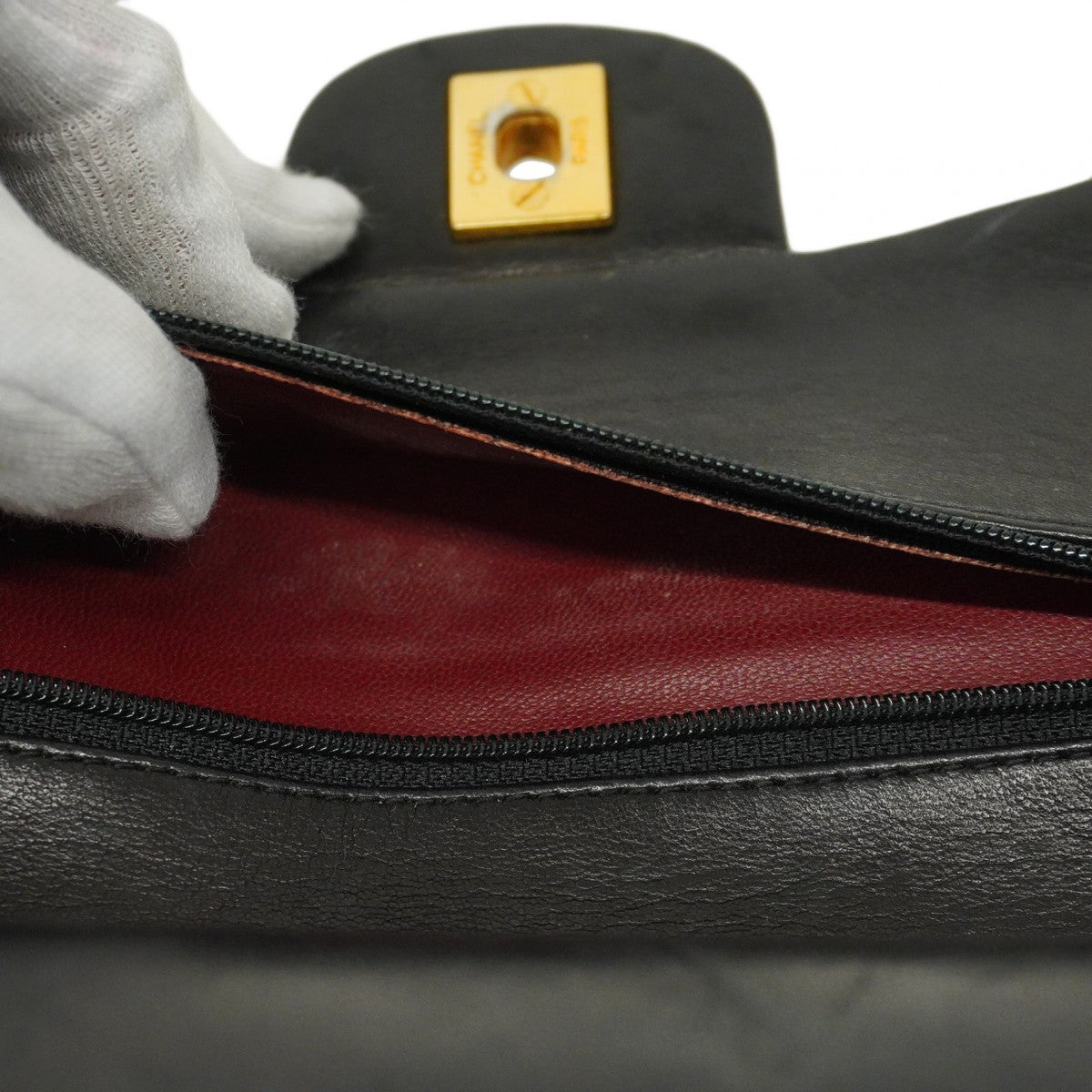 【5ia0327】シャネル ショルダーバッグ マトラッセ Wフラップ Wチェーン ラムスキン ブラック ゴールド金具【中古】レディース
