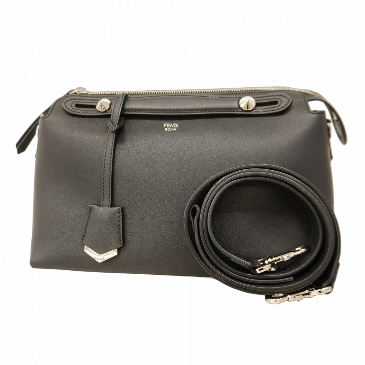 【5ia0345】フェンディ ハンドバッグ バイザウェイ レザー ブラック シルバー金具【中古】レディース
