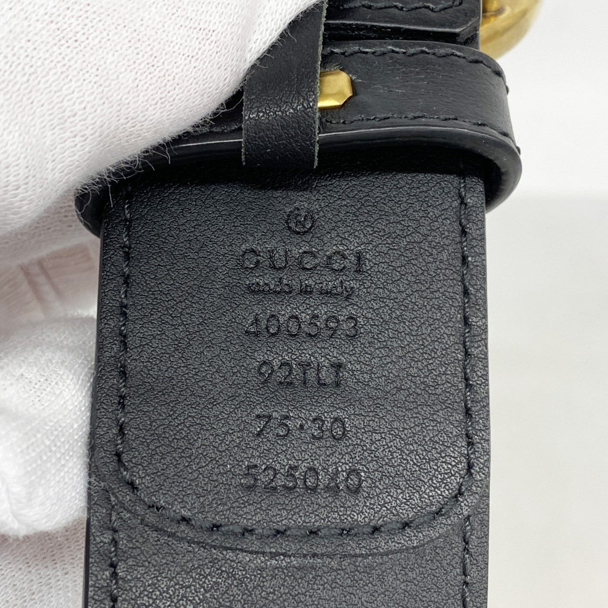 【5ia0404】グッチ ベルト GGマーモント/GGスプリーム 400593 PVC レザー ブラウン ブラック ゴールド金具【中古】レディース