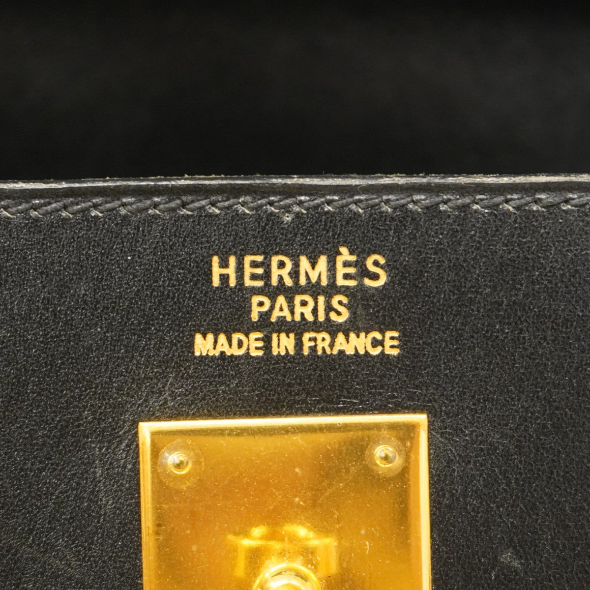 【5ia0940-h】エルメス ハンドバッグ ケリー35 ボックスカーフ ブラック ゴールド金具 □D刻印【中古】レディース
