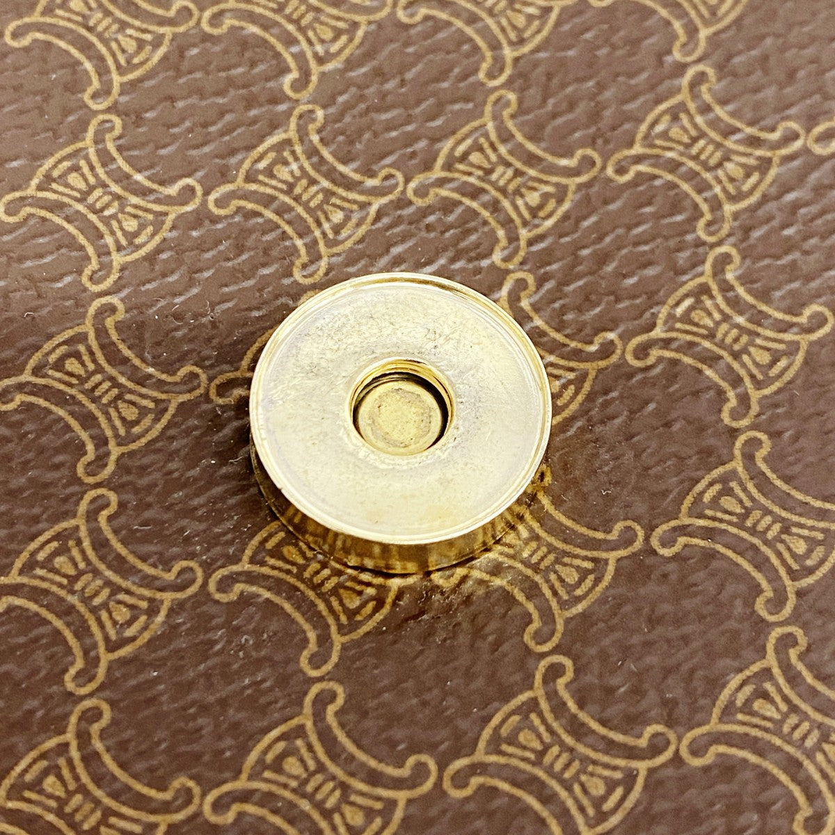 【5ia1125-h】セリーヌ ショルダーバッグ マカダム PVC ブラウン ゴールド金具【中古】レディース