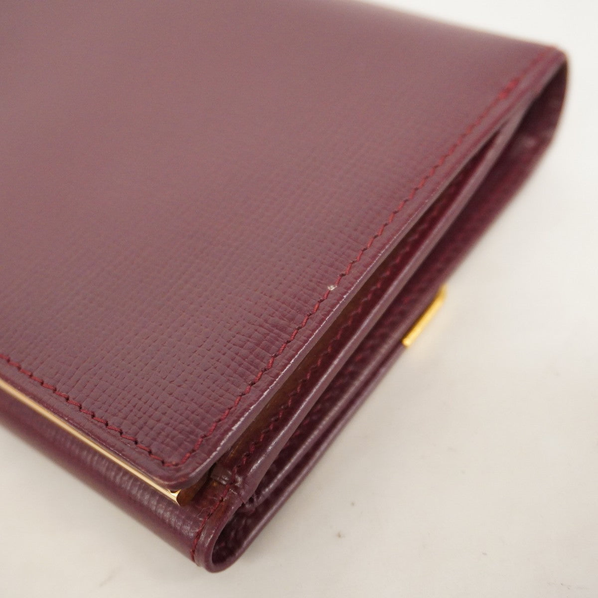 【5ib1404-h】カルティエ 長財布 マスト レザー ボルドー ゴールド金具【中古】レディース