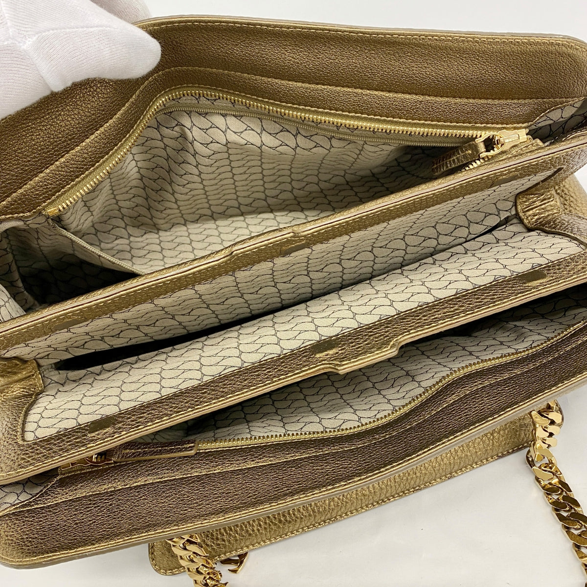 【5ib1416-h】カルティエ ショルダーバッグ ラドーニャ レザー スウェード カーキ ゴールド金具【中古】レディース