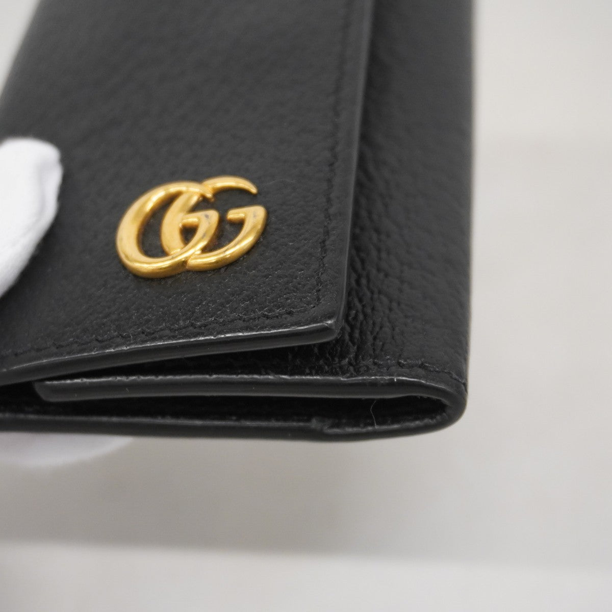 【5ib2021】グッチ キーケース GGマーモント 435305 レザー ブラック ゴールド金具【中古】レディース