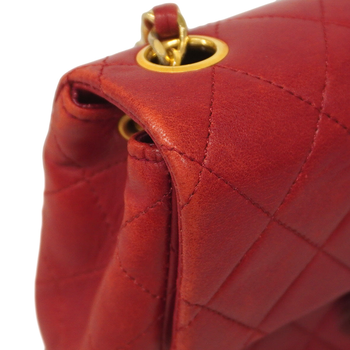 【5ib2509】シャネル ショルダーバッグ ミニマトラッセ チェーンショルダー ラムスキン レッド ゴールド金具【中古】レディース