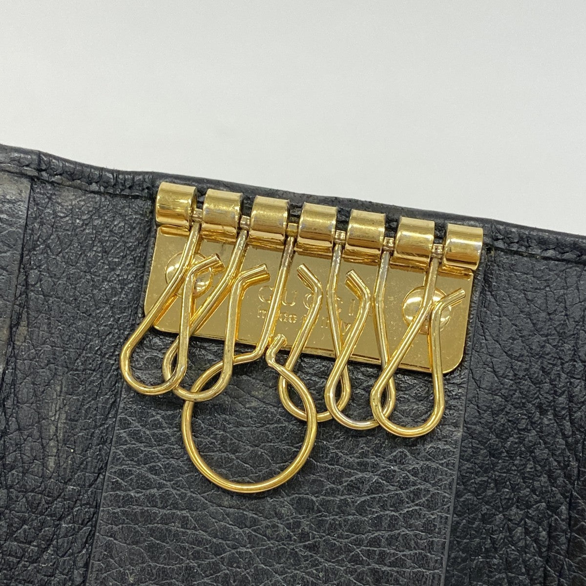 【5ib2573-h】グッチ キーケース GGマーモント 456118 レザー ブラック ゴールド金具【中古】レディース