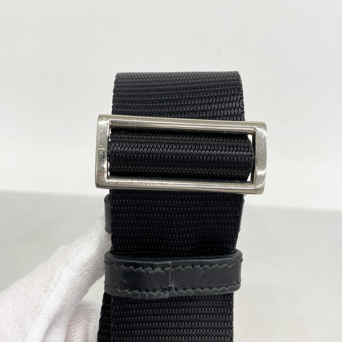 【5ic2813】プラダ ショルダーバッグ ナイロン ブラック シルバー金具【中古】レディース