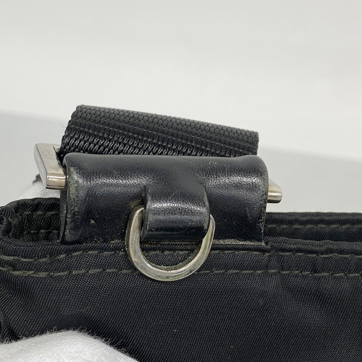 【5ic2813】プラダ ショルダーバッグ ナイロン ブラック シルバー金具【中古】レディース