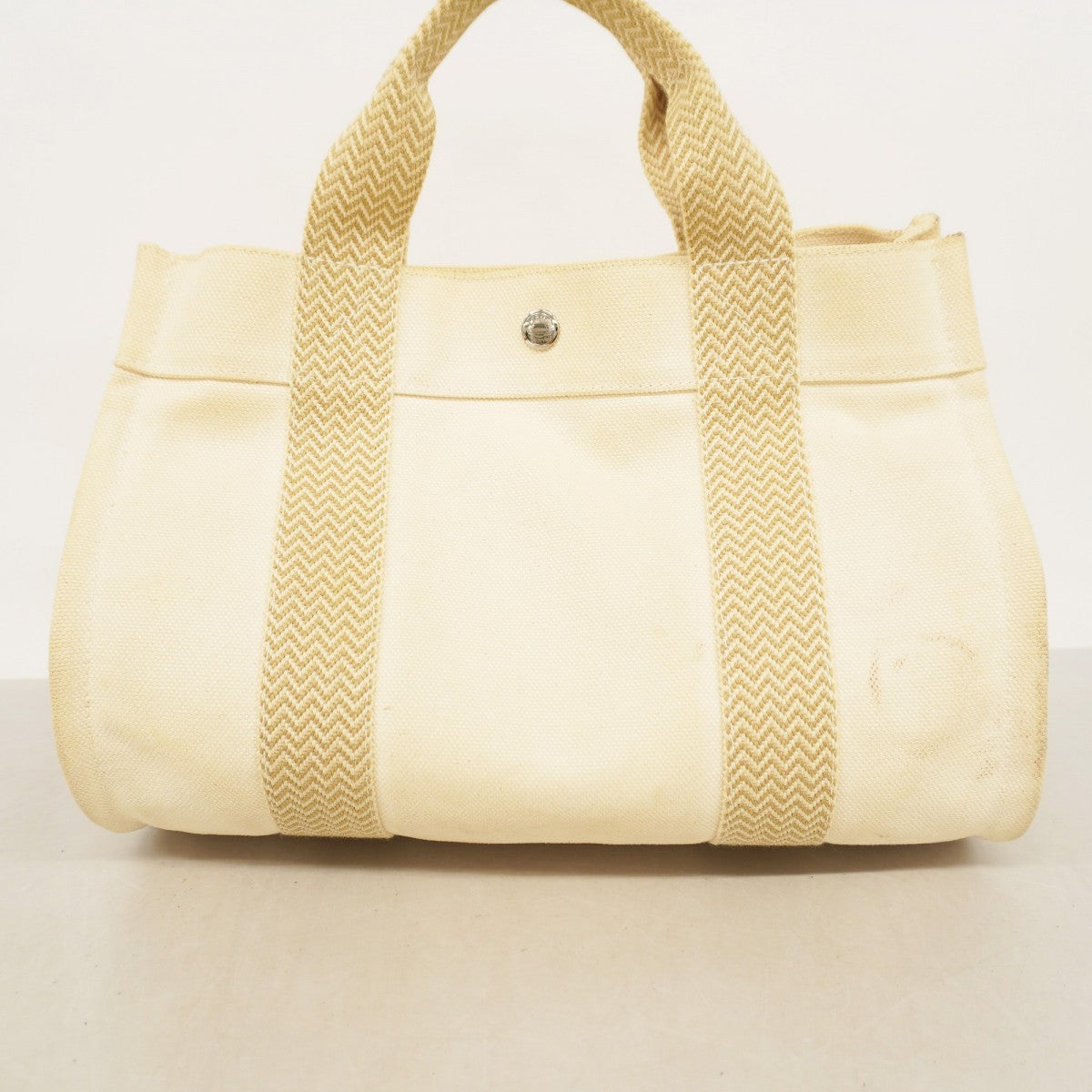【5ic2853】エルメス ハンドバッグ カンヌPM キャンバス アイボリー シルバー金具【中古】レディース