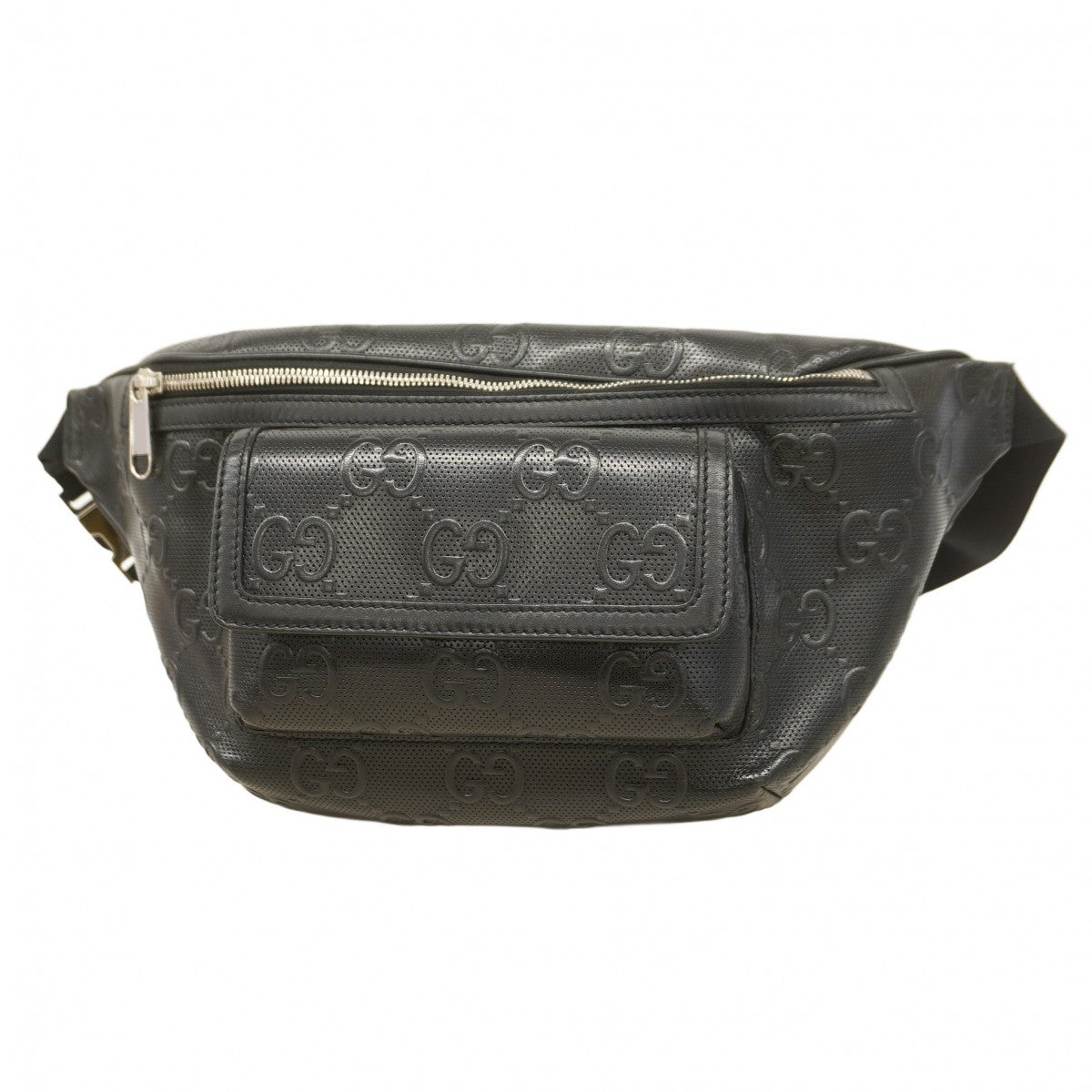 【5ic2855】グッチ ボディバッグ GGエンボス 645093 レザー ブラック シルバー金具【中古】メンズ